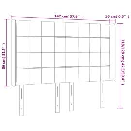 Tăblie de pat cu led, albastru închis, 147x16x118/128cm catifea, 6 image