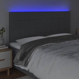 Tăblie de pat cu led, gri închis, 180x5x118/128 cm, textil, 3 image