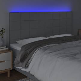 Tăblie de pat cu led, gri deschis, 200x5x118/128 cm, textil, 3 image