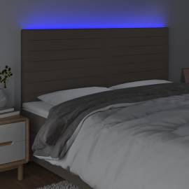 Tăblie de pat cu led, gri taupe, 160x5x118/128 cm, textil, 3 image