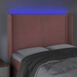 Tăblie de pat cu led, roz, 147x16x118/128 cm, catifea, 4 image