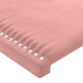 Tăblie de pat cu led, roz, 147x16x118/128 cm, catifea, 5 image