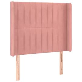 Tăblie de pat cu led, roz, 93x16x118/128 cm, catifea, 3 image