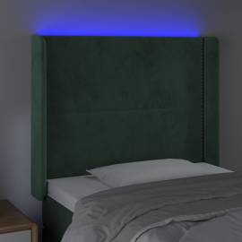 Tăblie de pat cu led, verde închis, 83x16x118/128 cm, catifea, 4 image