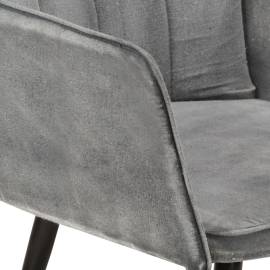 Scaun cu spătar înalt, cu taburet, gri vintage, pânză, 6 image