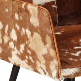 Scaun cu spătar înalt, cu taburet, maro, piele naturală, 6 image