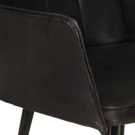 Scaun cu spătar înalt, cu taburet, negru, piele naturală, 6 image