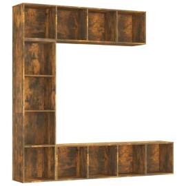 Set dulap tv/cărți, 3 piese, stejar afumat, 180x30x180 cm, 2 image