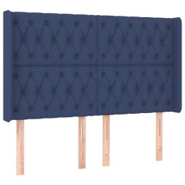 Tăblie de pat cu led, albastru, 163x16x118/128 cm, textil, 3 image