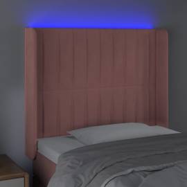 Tăblie de pat cu led, roz, 93x16x118/128 cm, catifea, 4 image