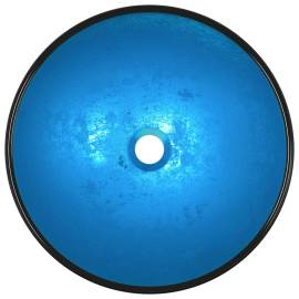 Chiuvetă din sticlă securizată, albastru, 42x14 cm, 3 image