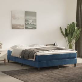 Saltea de pat cu arcuri, albastru închis, 140x190x20 cm catifea