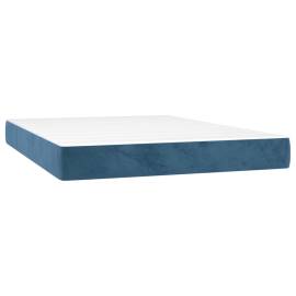 Saltea de pat cu arcuri, albastru închis, 140x190x20 cm catifea, 2 image