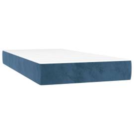Saltea de pat cu arcuri, albastru închis, 90x190x20 cm catifea, 2 image