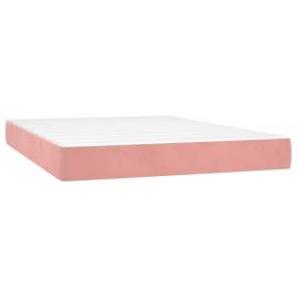 Saltea de pat cu arcuri, roz, 140x190x20 cm, catifea, 2 image