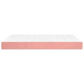 Saltea de pat cu arcuri, roz, 140x190x20 cm, catifea, 4 image