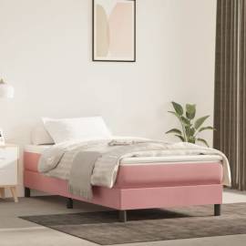 Saltea de pat cu arcuri, roz, 90x190x20 cm, catifea