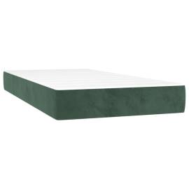 Saltea de pat cu arcuri, verde închis, 100x200x20 cm, catifea, 2 image