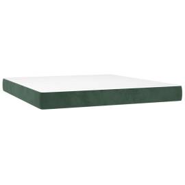 Saltea de pat cu arcuri, verde închis, 160x200x20 cm, catifea, 2 image