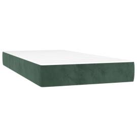 Saltea de pat cu arcuri, verde închis, 90x200x20 cm, catifea, 2 image