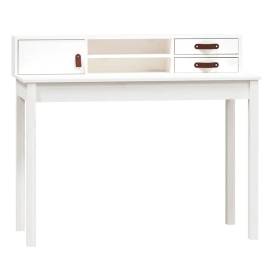 Birou, alb, 110x50x93 cm, lemn masiv de pin, 2 image