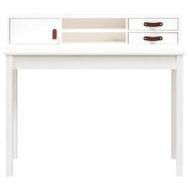 Birou, alb, 110x50x93 cm, lemn masiv de pin, 5 image