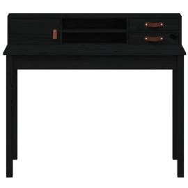 Birou, negru, 110x50x93 cm, lemn masiv de pin, 5 image