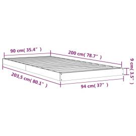 Cadru de pat, alb, 90x200 cm, lemn masiv de pin, 8 image