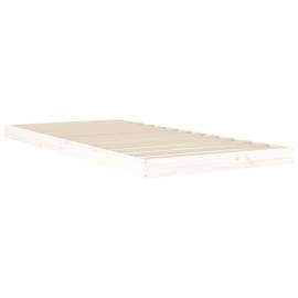 Cadru de pat, alb, 90x200 cm, lemn masiv de pin, 4 image