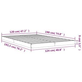 Cadru de pat small double 4ft, alb, 120x190 cm, lemn masiv pin, 8 image