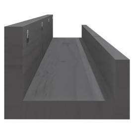 Rafturi de perete, 2 buc., gri, 110x12x9 cm, lemn masiv de pin, 5 image