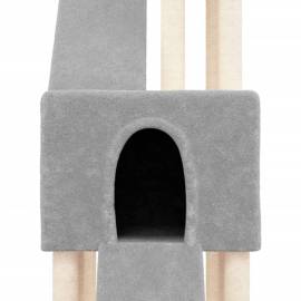 Ansamblu pisici, stâlpi din funie sisal, gri deschis, 190 cm, 6 image
