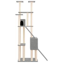 Ansamblu pisici, stâlpi din funie sisal, gri deschis, 190 cm, 4 image