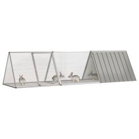 Cușcă pentru iepuri, gri, 302,5x80,5x71 cm, oțel galvanizat, 2 image