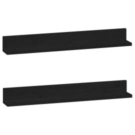 Rafturi de perete, 2 buc., negru, 80x11x9 cm, lemn masiv de pin, 2 image