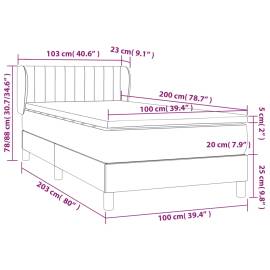 Pat box spring cu saltea, gri deschis, 100x200 cm, textil, 7 image