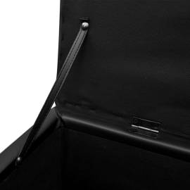 Cufăr din piele artificială negru cu scăunel set 3 buc, 7 image