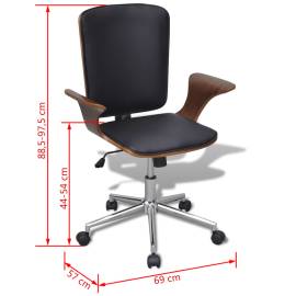 Scaun de birou rotativ tapițerie piele ecologică și lemn curbat, 5 image