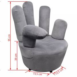 Scaun model mână, gri, catifea, 5 image