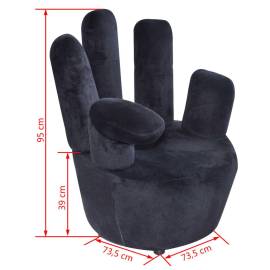 Scaun model mână, negru, catifea, 5 image
