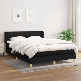 Pat box spring cu saltea, negru, 140x200 cm, textil