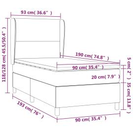 Pat box spring cu saltea, maro închis, 90x190 cm, textil, 7 image