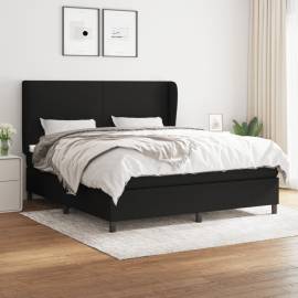 Pat box spring cu saltea, negru, 180x200 cm, catifea