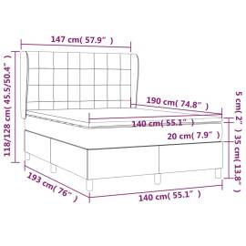 Pat box spring cu saltea, gri închis, 140x190 cm, textil, 7 image