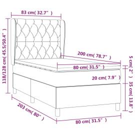 Pat box spring cu saltea, maro închis, 80x200 cm, textil, 7 image