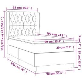 Pat box spring cu saltea, maro închis, 90x190 cm, textil, 7 image