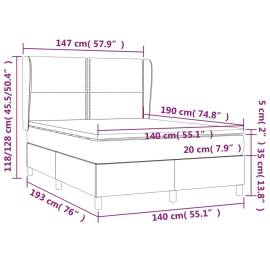 Pat box spring cu saltea, gri deschis, 140x190 cm, textil, 7 image