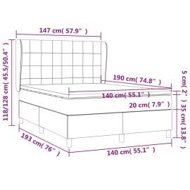 Pat box spring cu saltea, gri deschis, 140x190 cm, textil, 7 image