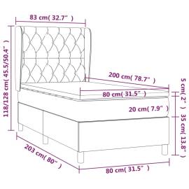 Pat box spring cu saltea, crem, 80x200 cm, textil, 7 image