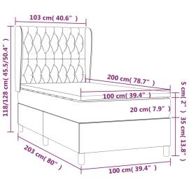 Pat box spring cu saltea, maro închis, 100x200 cm, textil, 7 image